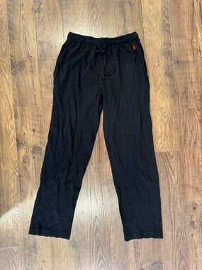 Polo by Ralph Lauren Black Knit Drawstring Men’s Sleepwear Pants with Red Logo